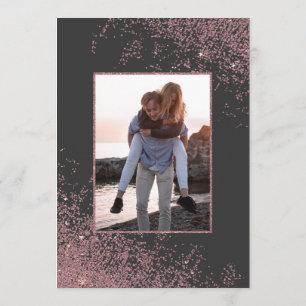 Svartfoto Bröllop i Ro Guld Glitter Inbjudningar