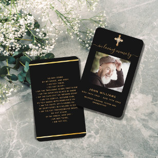 Svartfoto, guld, kor-begravningskort för bön visitkort