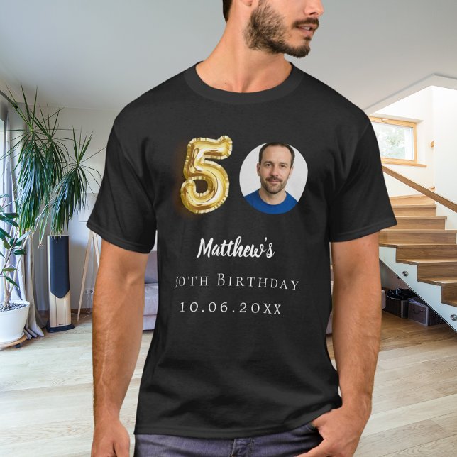 Svartfoto guld på 50-årsdagen t shirt (Skapare uppladdad)