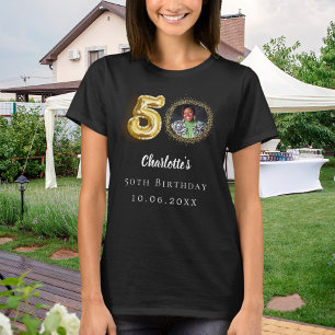 Svartfoto guld på 50-årsdagen t shirt