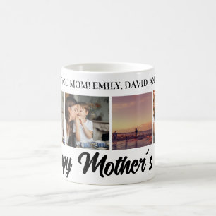 Svartfoto med rutnätskafett Mugg i lycklig Mors da