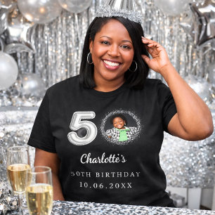 Svartfoto silver på 50-årsdagen t shirt