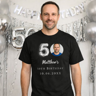 Svartfoto silver på 50-årsdagen t shirt