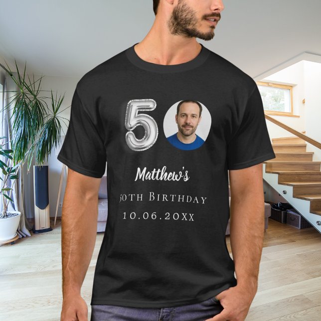 Svartfoto silver på 50-årsdagen t shirt (Skapare uppladdad)