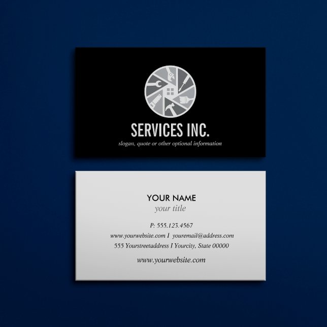 SvartGrått Reparation Service logotyp professionel Visitkort (Skapare uppladdad)