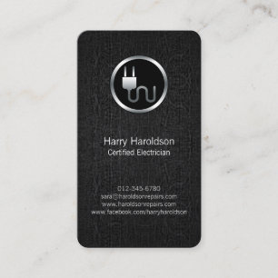 SvartGrunge Electrician BusinessCard med elektrisk Visitkort