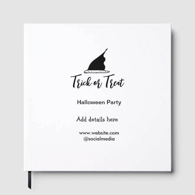 Svarthattsdetaljer i bus eller godis Halloween fes Gästböcker (Framsida)