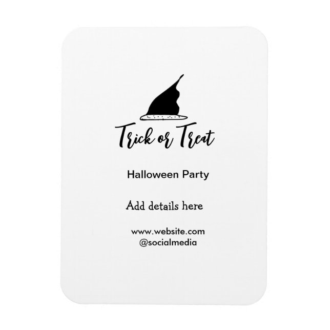 Svarthattsdetaljer i bus eller godis Halloween fes Magnet (Vertikal)