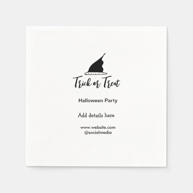 Svarthattsdetaljer i bus eller godis Halloween fes Pappersservett (Framsidan)