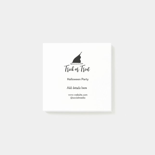 Svarthattsdetaljer i bus eller godis Halloween fes Post-it Block (Framsida)