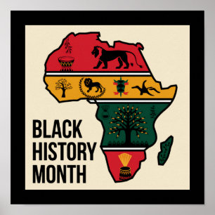 Svarthistorik för afrika Karta månad Poster