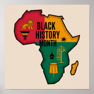 Svarthistorik för afrika Karta månad Poster