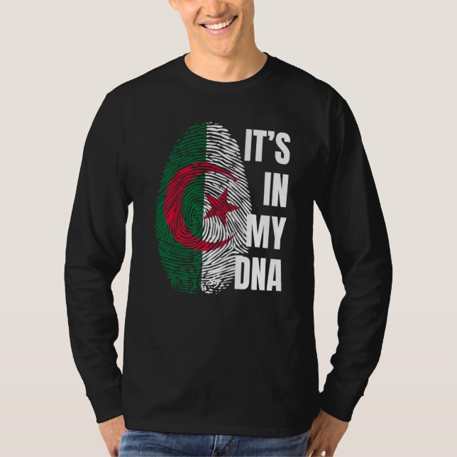 Svarthistorik för algeriskt Flagga Dna Fingerprint T Shirt (Framsida)