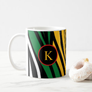 Svarthistorik för Monogram Red Grönt Gult  - svart Kaffemugg