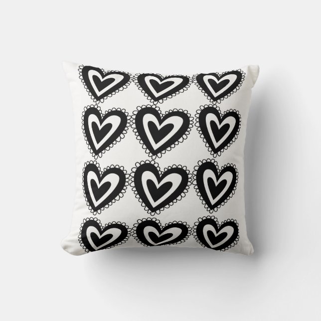 Svarthjärtan i dekorativ kudde Valentine Day (Framsida)