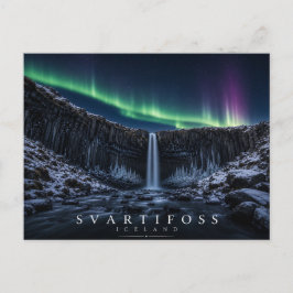 Svartifoss Svarta Fall Island Norrsken Vykort