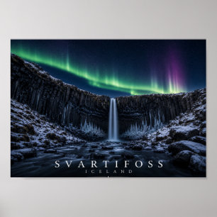 Svartifoss Svarta fallen Island A4 Poster