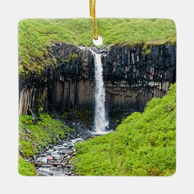 Svartifoss vattenfall i Skaftafell - Island Julgransprydnad Keramik (Framsida)