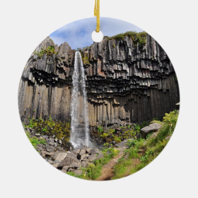 Svartifoss vattenfall, island julgransprydnad keramik (Baksidan)
