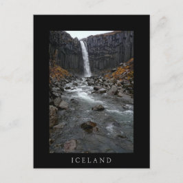 Svartifoss vattenfall, Island svart vykort
