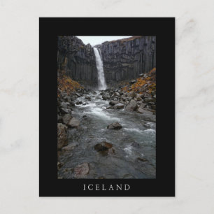 Svartifoss vattenfall, Island svart vykort