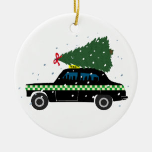 Svartkafabb Taxi Julgran Teckning Snö Julgransprydnad Keramik