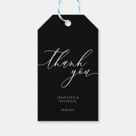 Svartkalligrafi Namnteckning Tack Presentetikett