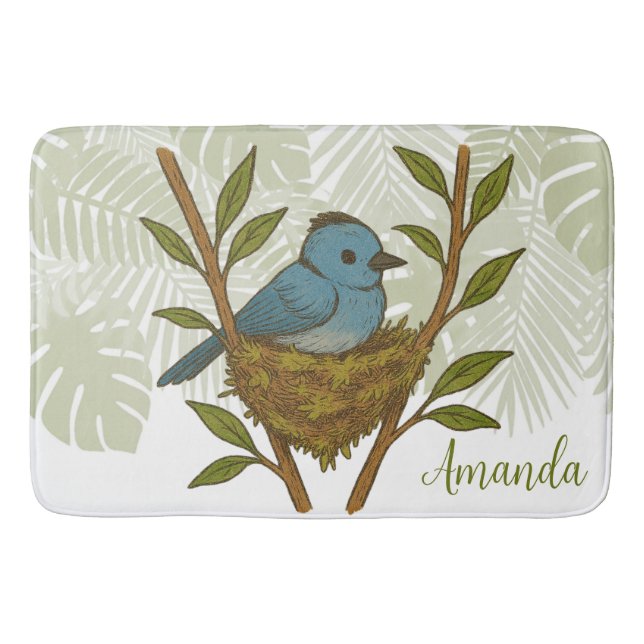 Svartkapad monarch som finns bland Löven Badrumsmatta (Framsidan)