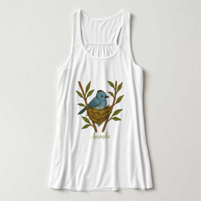 Svartkapad monarch som finns bland Löven Linne Med Racerback (Design framsida)