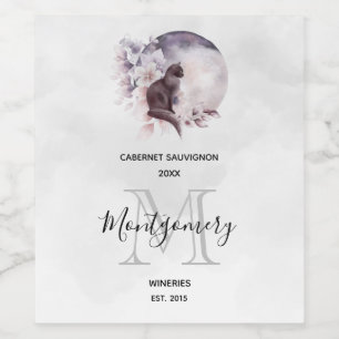 Svartkatt av en magisk full Moon Vin-Skapar Vinflaska Etikett