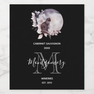 Svartkatt av en magisk full Moon Vin-Skapar Vinflaska Etikett