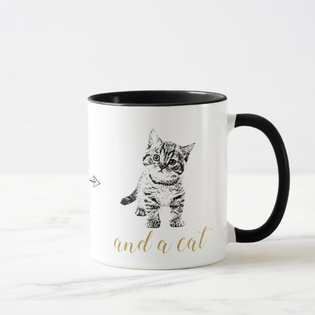 Svartkatt, faux guld glitter mugg (Höger)
