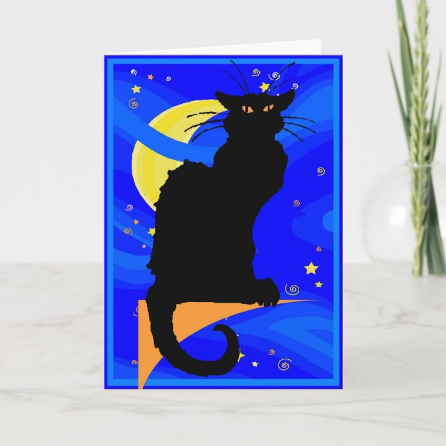 Svartkatt för Starry natt Kort (Framsida)