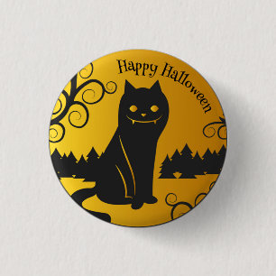 Svartkatt från happy halloween Fäst knapp