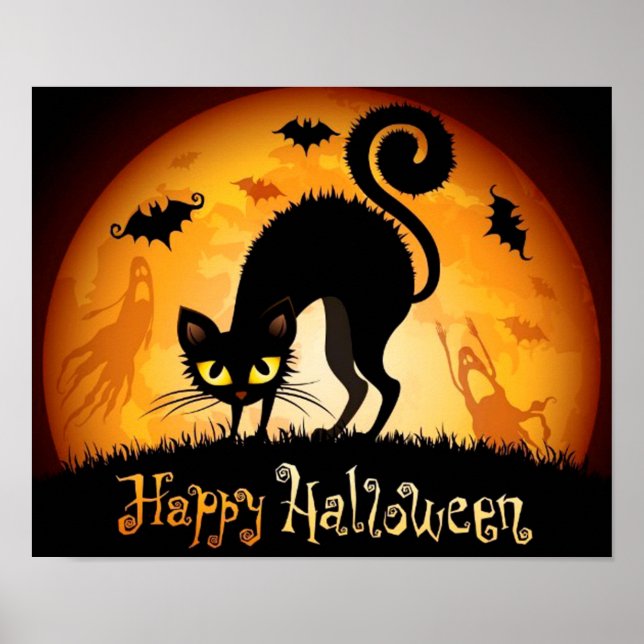 Svartkatt från happy halloween poster (Framsidan)