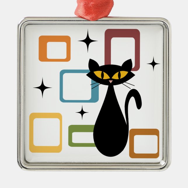 Svartkatt i mitten julgransprydnad metall (Framsidan)