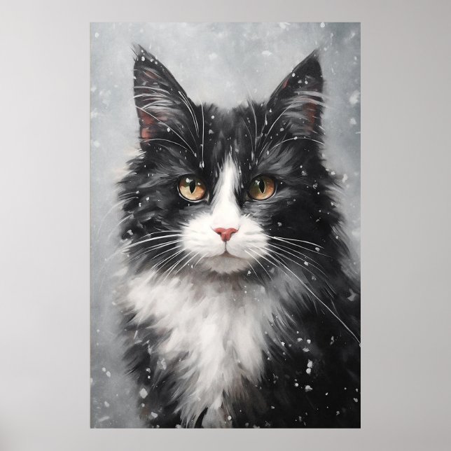 Svartkatt i snö poster (Framsidan)