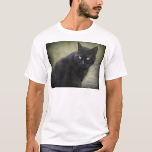 Svartkatt med grönt ögon t shirt