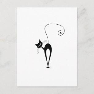 Svartkatt med trendiget Whimsical, välj bakgrund Vykort