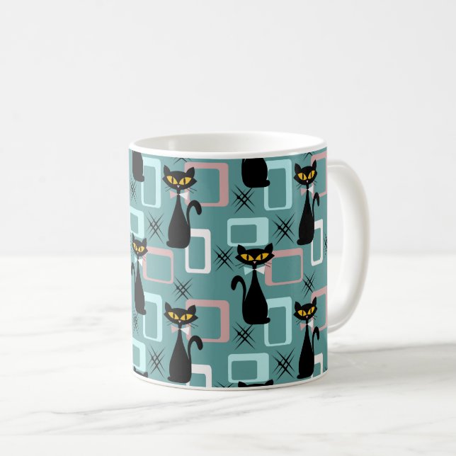 Svartkatt mönster kaffemugg (Framsida höger)