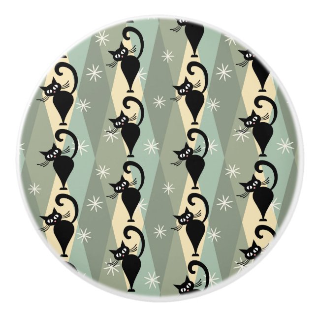 Svartkatt mönster knopp (Framsidan)