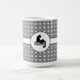 Svartkatt och blommor från chef Dam och Mönster Kaffemugg