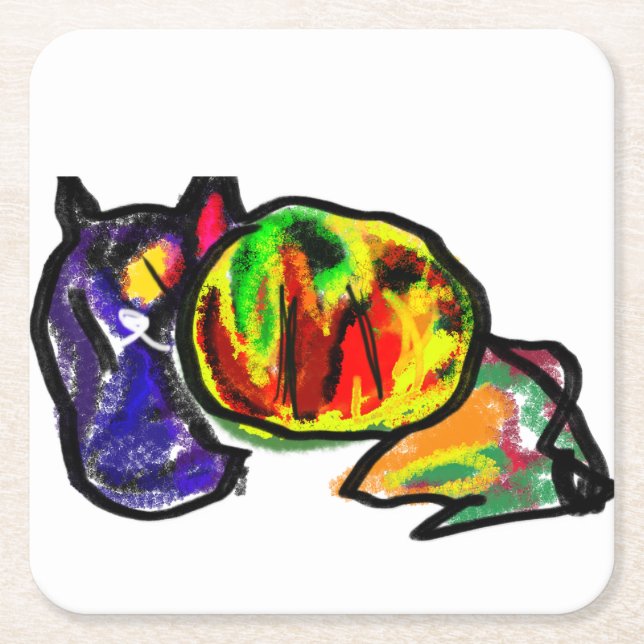 Svartkatthöst Underlägg Papper Kvadrat (Framsidan)