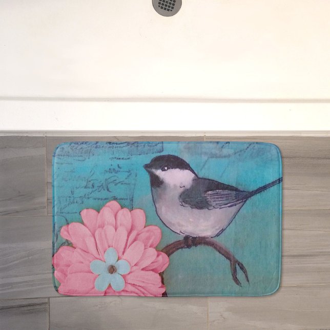 Svartklädd Chickadee Bath Mat Badrumsmatta (Skapare uppladdad)