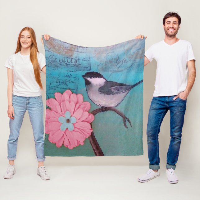 Svartklädd Chickadee Fleecefilt (På plats)