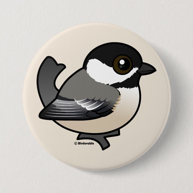 Svartklädd Chickadee Knapp (Framsida)