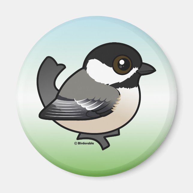 Svartklädd Chickadee Magnet (Framsidan)