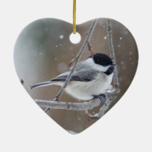 Svartklädd Chickadee - Songbird Julgransprydnad Keramik