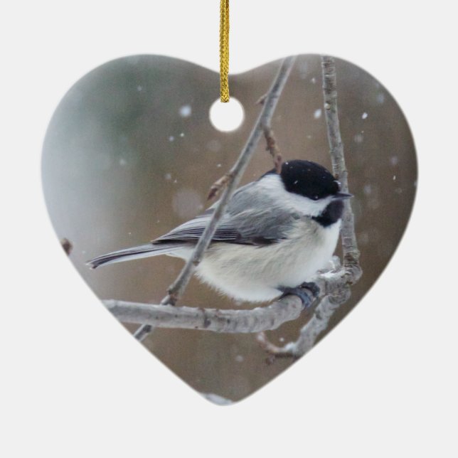Svartklädd Chickadee - Songbird Julgransprydnad Keramik (Baksidan)