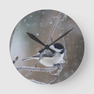 Svartklädd Chickadee - Songbird Rund Klocka